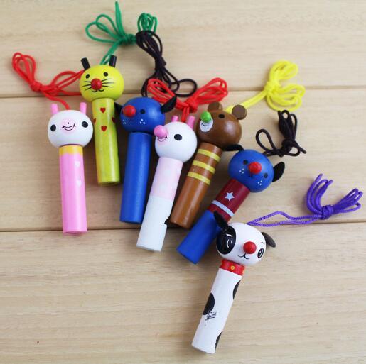 Random Color Wooden Toys Baby Kids Cartoon Animal Whistle Educational Musicial Instrument Toy for Baby YH1109