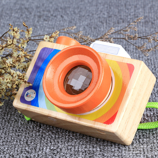 Simulation Kaleidoscope Lens Wooden Camera Pretending Toys Kids Gifts Creative