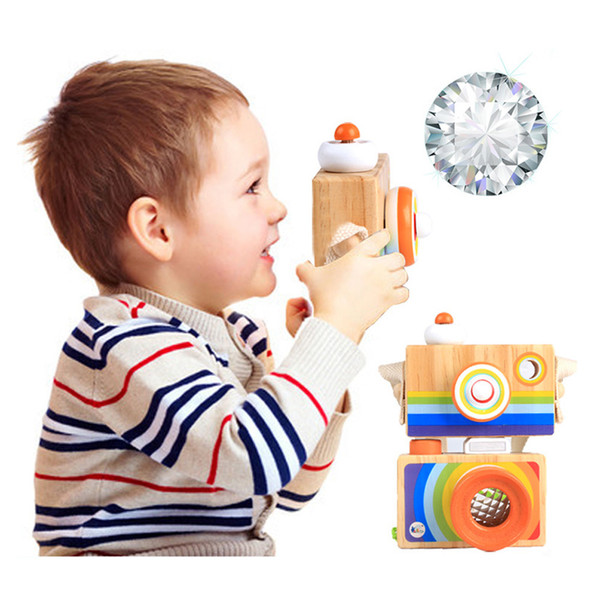 Wooden Cartoon Camera Toys Novelty Prism Eye Simulation Wooden Camera Funny Toys Developing Educational for children