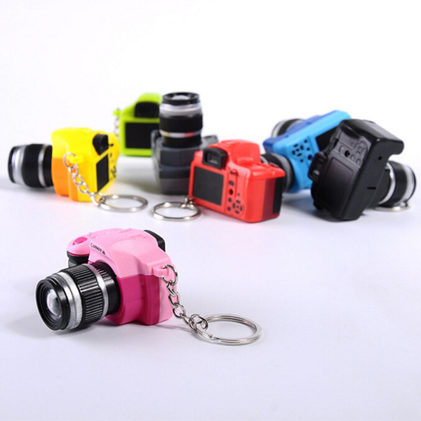 Simulation SLR Camera Key Rings Trinket LED Light Voice Keychain Toys Key Holder Chains Finder Souvenir Porte Clef