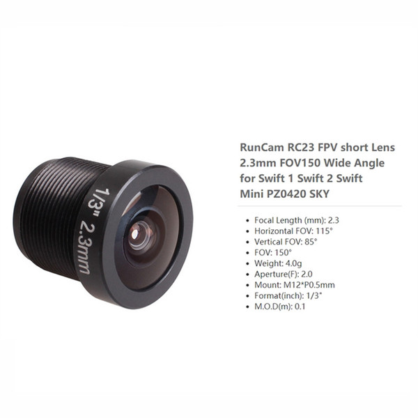 RunCam RC23 FPV short Lens 2.3mm FOV150 Wide Angle for Swift 1 Swift 2 Swift Mini