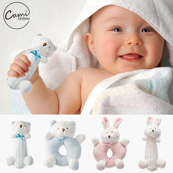 Baby Cartoon Rabbit Bear Plush Rattle Ring Bell Newborn Hand Grasp Toys Soft Mobile Infant Crib Dolls peluche hochet brinquedos