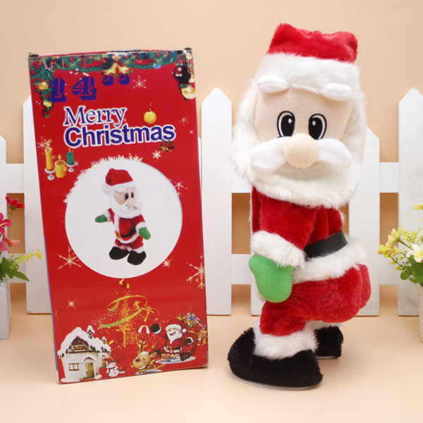 New Toy 14 Inch Christmas Electric Santa Claus Toys Dynamic Shaking Hip Music Electric Doll Toys Christmas Decorations Gift