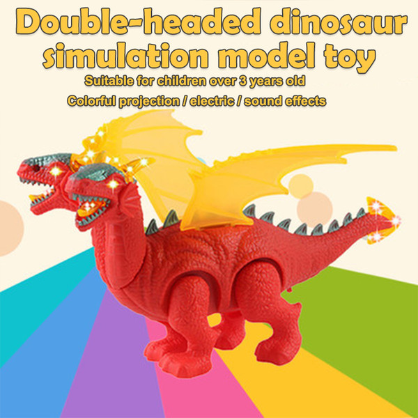 Cool Electric Dinosaur Projection Of Dinosaurs Entertainment Kid Halloween Gift Plastic Two - Headed Dragon