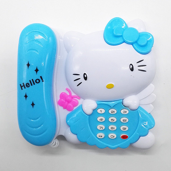 Hot lovely and educational cartoon character KT cat children simulate toy phones with light and music sound , bring out your baby potential.