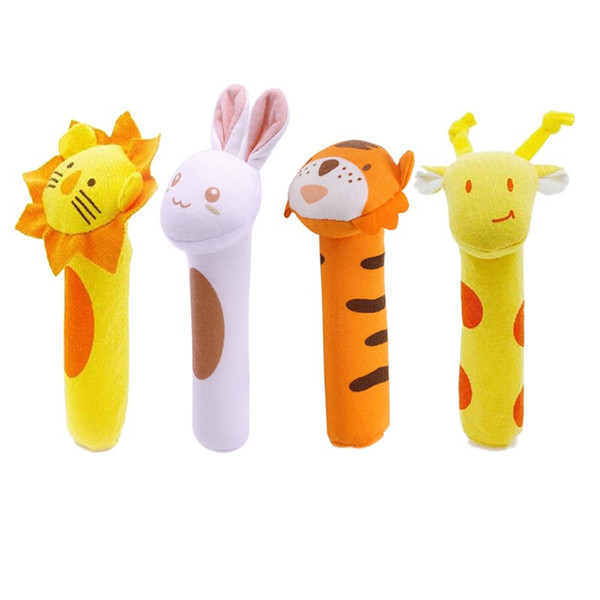 Kids Baby Funny Toys Cartoon Animal Hand Bells Plush Baby Toy Dolls Toys for Children Newbrons Animal Shaped Cartoon Rattle