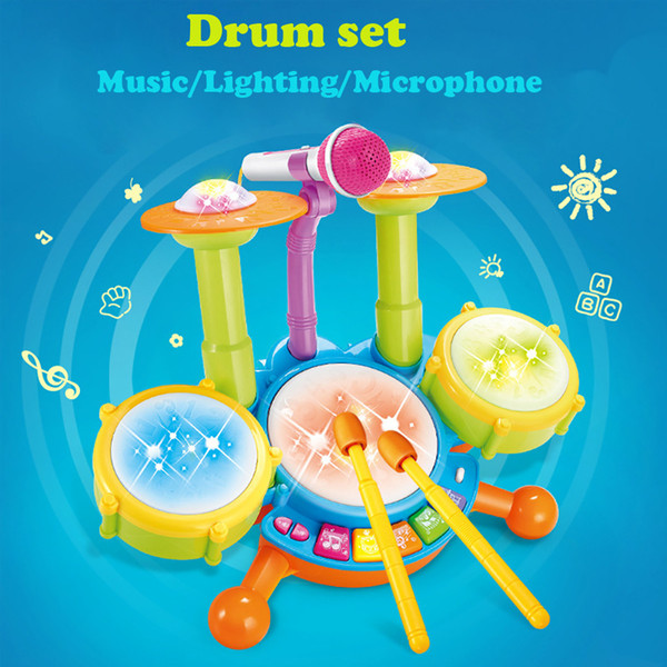 HIINST Flash Light Toy Kids Electric Drum Set Musical Instruments Playset Excellent Solution Interactive Learning Dec26