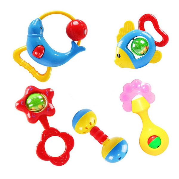 Wholesale!Christmas gift 5 pcs animal bells lovely rattle development toy for kids baby