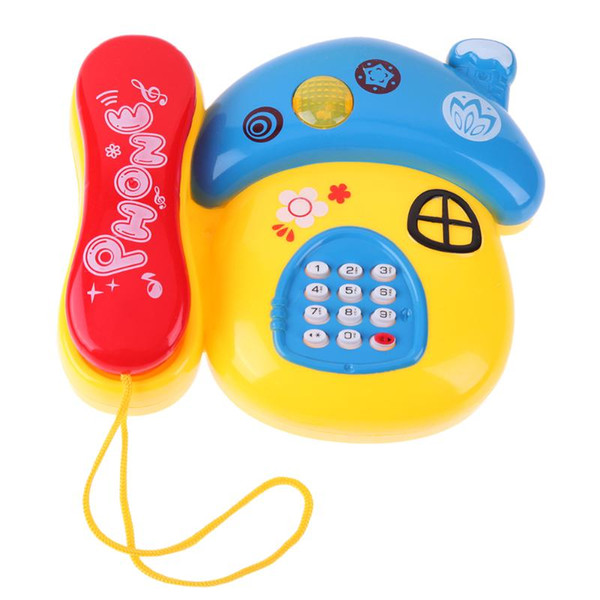 Mushroom Shape Telephone Pretend Toy Colored LED Light Flashing Music Sound Mobilephone Electronic Early Educational Phone Toy