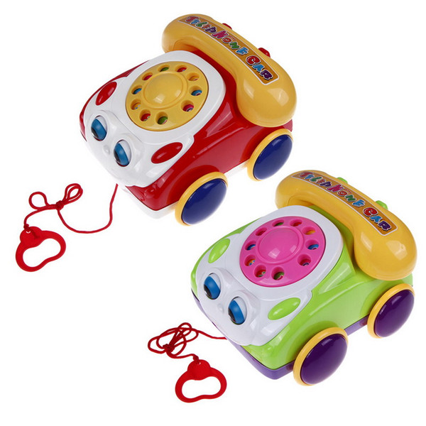 1PC Kids Colorful Music Phone Toy Basics Chatter Telephone for Baby Walking Assistant Educational Fun Games Toys Color Random