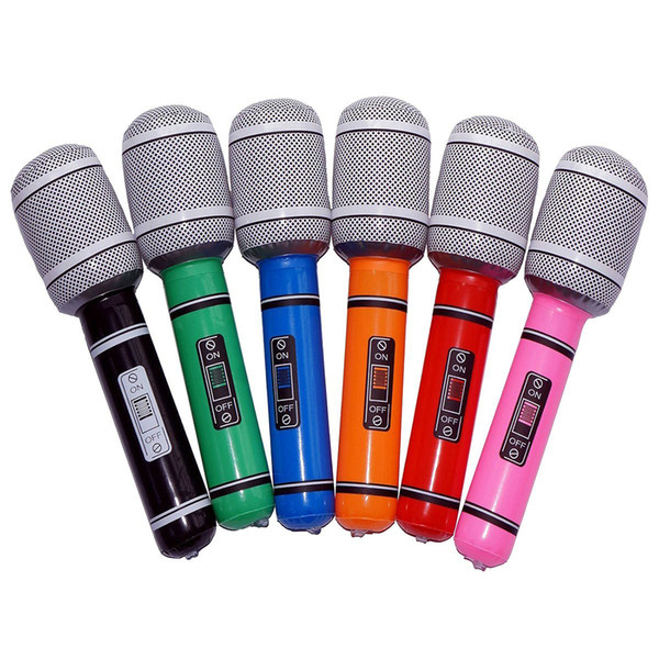 Inflatable Plastic Microphone 24CM for Party Favor Kids Toy Gift - 6pcs (Random Color)