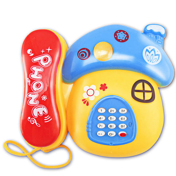 Electronic Toy Phone Cartoon Mushrooms Mobile Phone Educational Learning Music and Sound Telephone Toy for Children Random Color