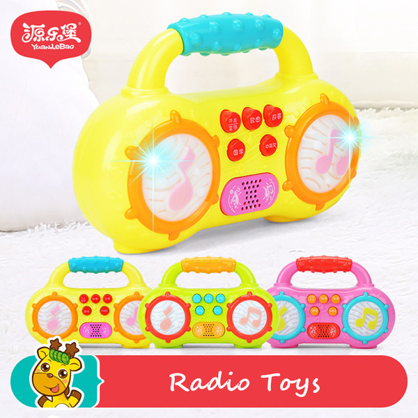 Yuanlebao Baby Music Lighting Mini Radio Toys Hand Drum Toy with Flash Lights for Kids Early Learning