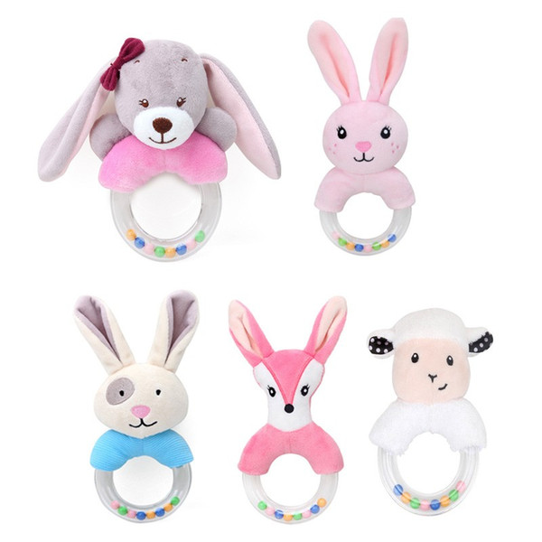 Cute Plush Rattle Baby Toys Cartoon Bear Bunny Mobile Educational Toys Kids Newborn Rattles Toy 0-12 Months Rabbit Hand Bells