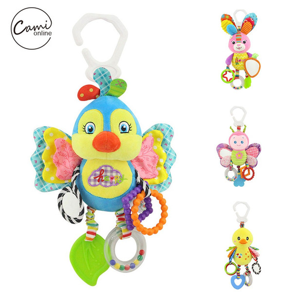 Cartoon Bird Baby Bed Stroller Hanging Rattles Newborn Mobile Rabbit Teether Appease Plush Toy With BB Bell Paper Rubber Rings