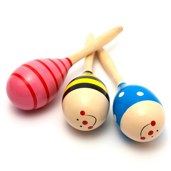 1PC Colorful Baby Toys Maracas Ball Rattle Baby Wooden Toys Sand Hammer Rattle Learning Musical Baby Wood Hammering Handle Toys