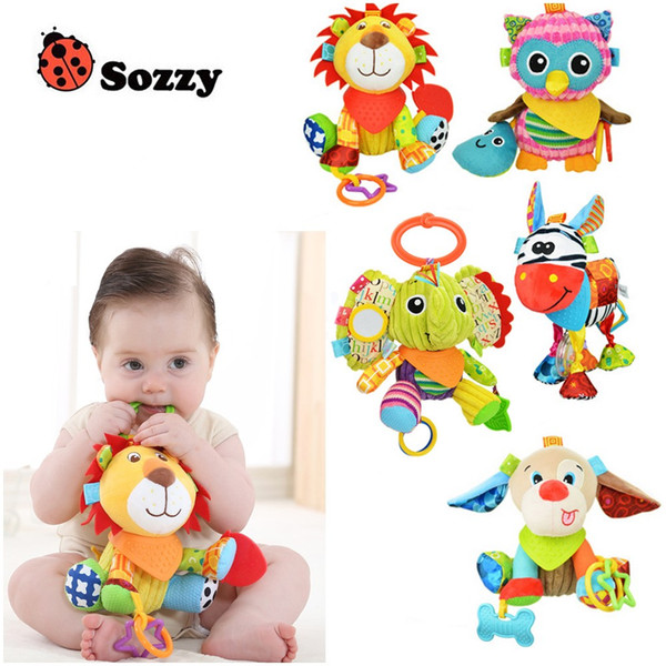 Sozzy Multifunctional Baby Toys Rattles Mobiles Soft Cotton Infant Pram Stroller Car Bed Rattles Hanging Animal Plush Toys