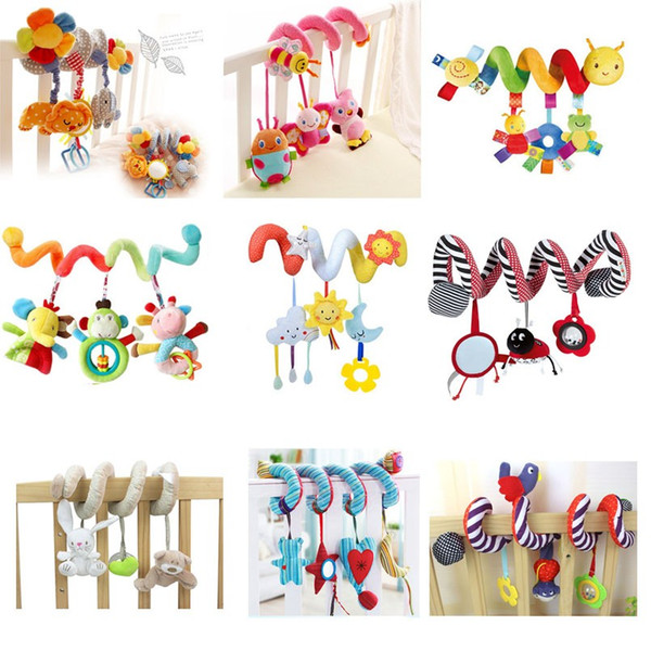 Baby Stroller Toys Cute Animals Rattle Bed Crib Car Hanging Stroller Spiral Plush Appease Toys Teether Developmental Rattles Toy