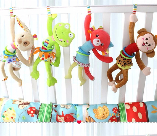 Baby Rattle Toys Bed Stroller Hanging Animal Musical Mobile bell Infant Educational Toys pull shock Rattles Baby Gift 20% off