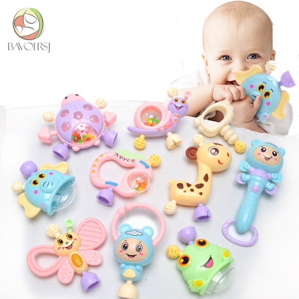 6pc-10pc/Set Colorful Montessori Toys Teething Kids Educational Crib Mobiles Baby Teether Toy for Girls Waldorf Rattle Toy T0051