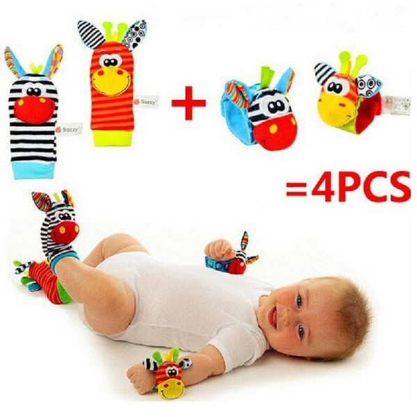 Free shipping Baby Rattle Baby Toys 0-12 Months Sozzy Garden Bug Wrist Rattle and Foot Sock Educational Toys Christmas #C