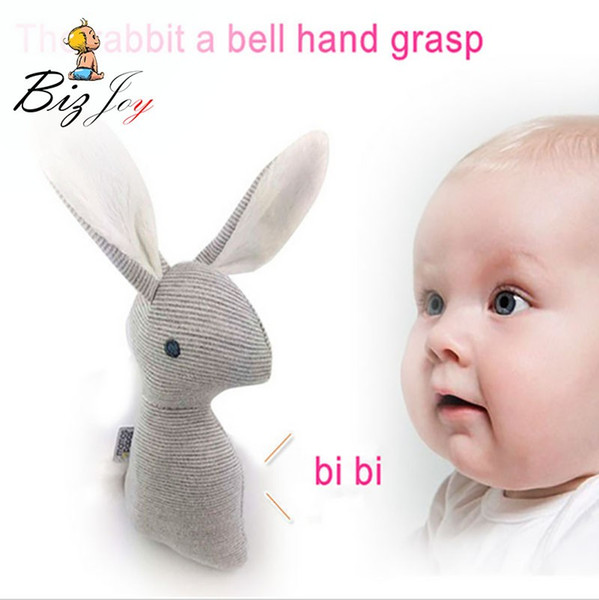 HOT 21cm Rabbit Baby Toys Plush 0-12 months BB Bunny Rattle Squishy Infant Ring Bell Crib Sound Cute Animal Bebe Toy Kids Doll