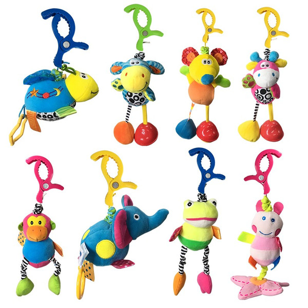 Hot sales Baby Toys Rattles Toy Kids Soft Mouse Donkey Deer Plush Toy Animal Clip Baby Crib Bed Hanging Bells Toys for Stroller