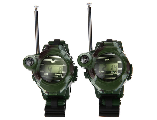 2pcs 7 in 1 Walkie Talkie Watch Camouflage Style Children Toy Dark green,Free shipping