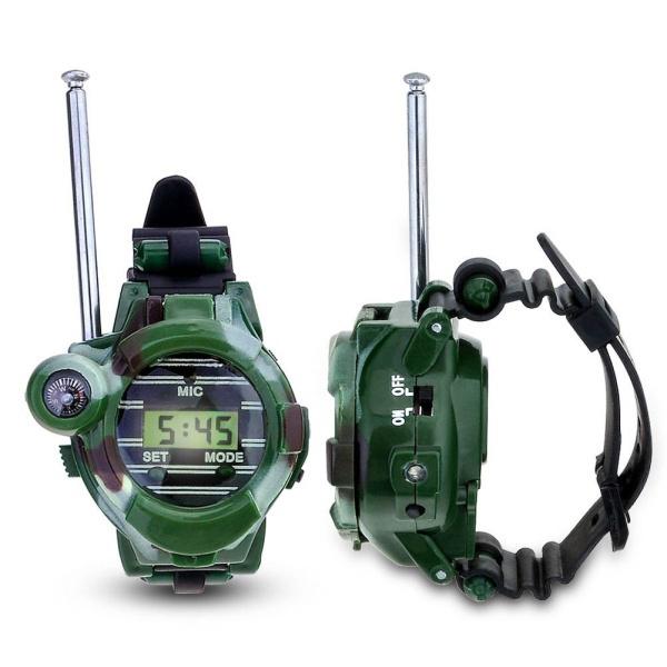 1 Pair LCD Radio 150M Watches Walkie Talkie 7 in 1 Children Watch Radio Outdoor Interphone Toy (Color: Green) V231