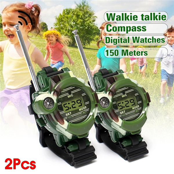 2pcs Children Walkie Talkie Watch Camouflage Style Children Toy Kids Watches Outdoor Game Interphone Back-in-school Gift