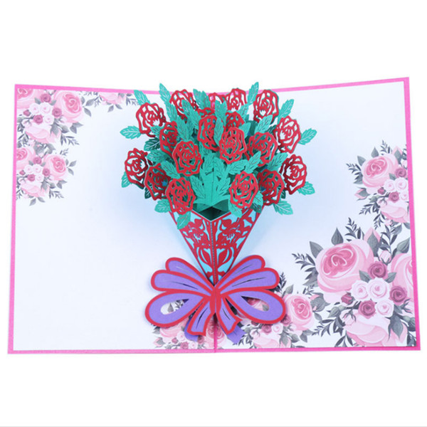 Valentine's Day 3D Love Pop UP Cards with Envelope Stickers Wedding Laser Cut Invitation Greeting Cards Anniversary for Her