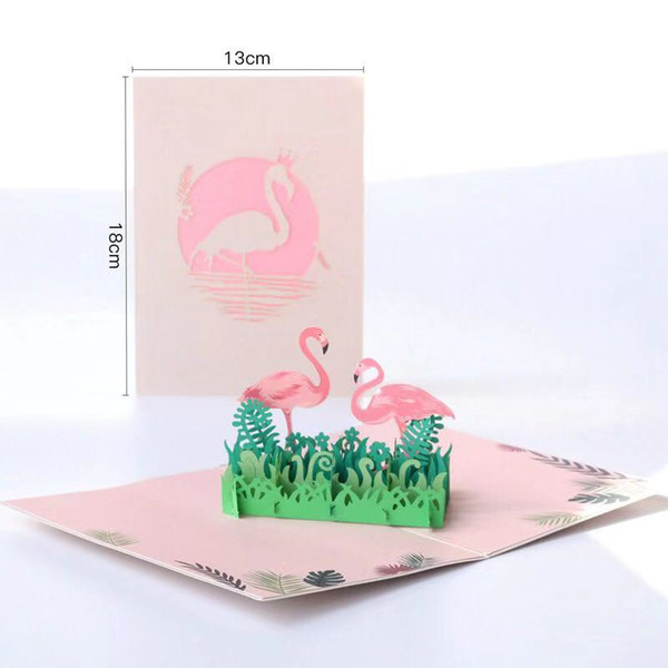 3D Pop Up Card Flamingoes Greeting Card With Envelop - Wedding Valentine Anniversary Greeting Card