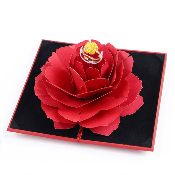 Foldable Rose Ring Box For Women Romantic propose Creative Jewelry Storage Case Small Gift Box For Rings D1