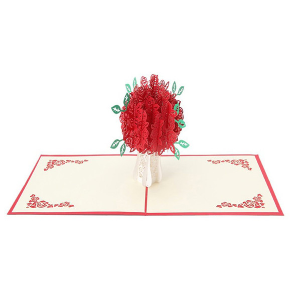 Big Rose 3D Pop UP Greeting Cards Fantastic Flower Handmade Gift Card For Valentine's Day Birthday Anniversary Invitation Wedd