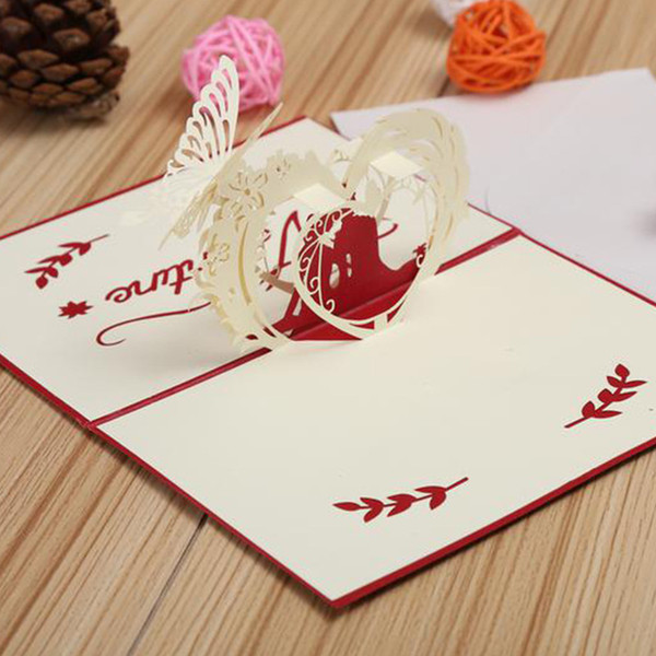 3D Pop Up Greeting Cards With Envelope Laser Cut Post Card For Birthday Christmas Valentine' Day Party Wedding Decoration