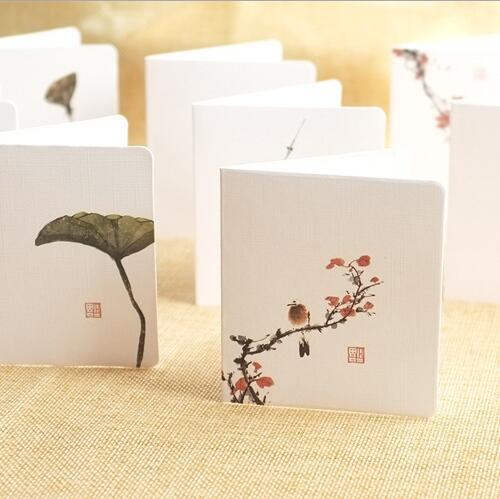 birthday cards china greeting cards gifts Chinese ink painting Creative simple classical gift card envelope set Chinese style folding cards