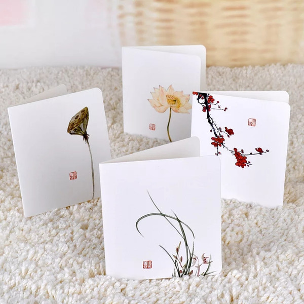 gift cards 50 together original contracted Chinese style festival classical plum blossom lotus leaf chrysanthemum with paper envelop