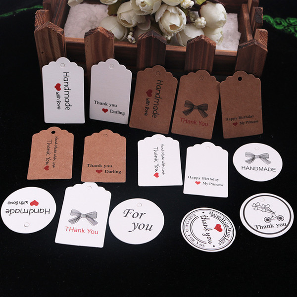 100pcs Kraft Paper Cards for DIY Handmade Baking Packing Labels for Flower Cosmetics Jewelry bottle Drink Xmas Gift Package Card