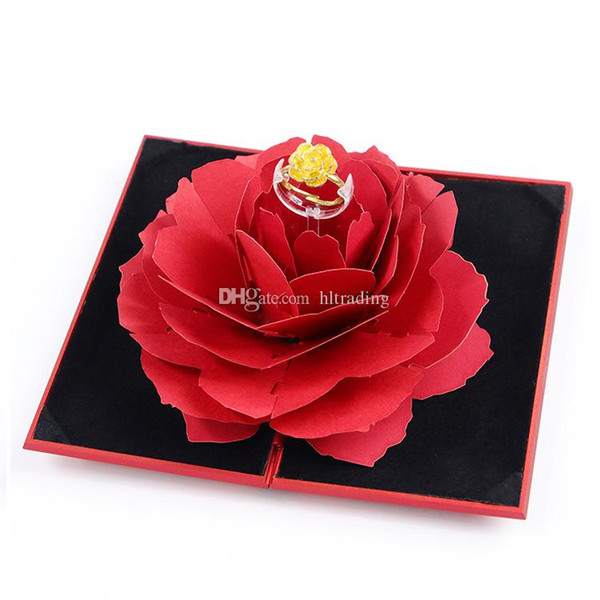 Foldable Rose Ring Box For Women Romantic propose Creative Jewelry Storage Case Small Gift Box For Rings C6372