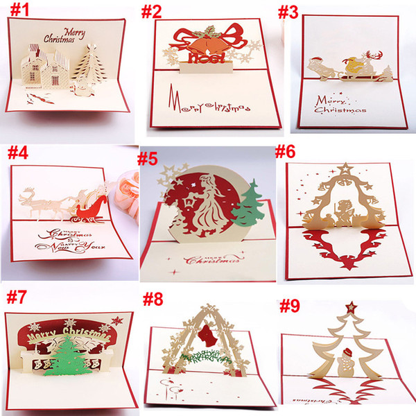 Handmade Kirigami & Origami 3D Pop UP Card Creative Merry Christmas Gift&Greeting Cards hot Free OTH603