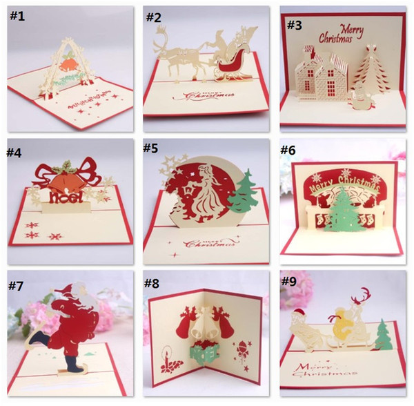 Handmade Kirigami & Origami 3D Pop UP Card Creative Merry Christmas Gift&Greeting Cards hot wholesale z100