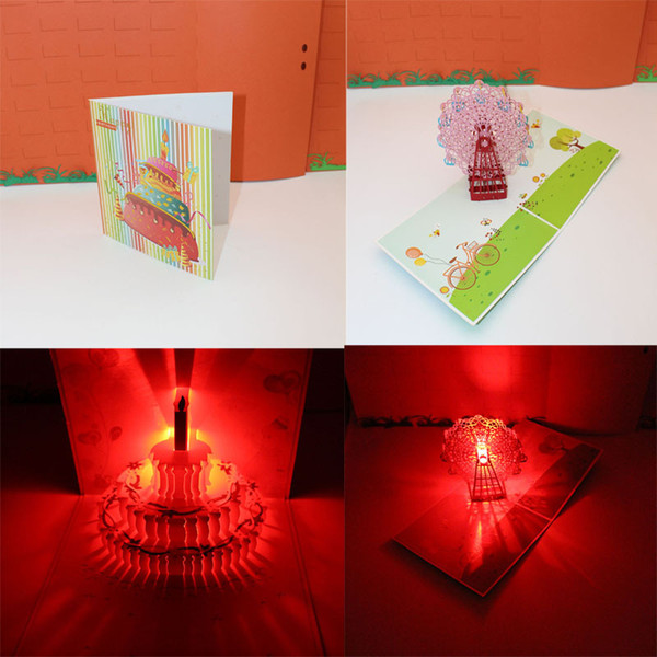 3D Pop up Ferris wheel Christmas card and happy new year holiday greeting cards with Envelope