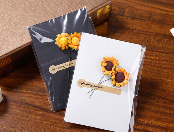 New Hand-Made Christmas Festival Greeting Cards Dried Flower Decoration DIY Vintage Kraft Paper Thank You Cards Anniversary Birthday Card