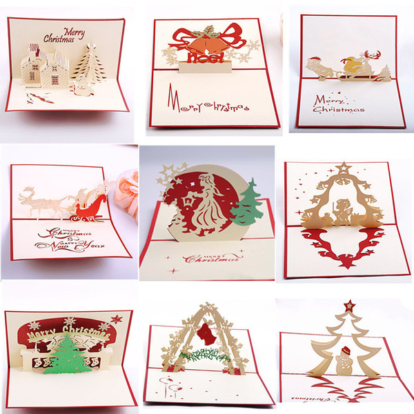 Handmade Kirigami & Origami 3D Pop UP Card Creative Merry Christmas Gift&Greeting Cards hot Free OTH603