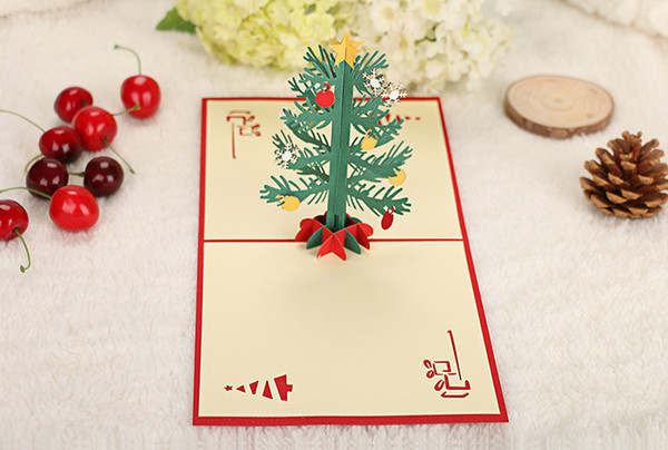 Free shipping 3 $10 Christmas card Three-dimensional Christmas bell tree High-end 3D paper carving Christmas card customizable