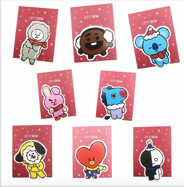 40pcs/lot free bts bt21 gift card/greeting card