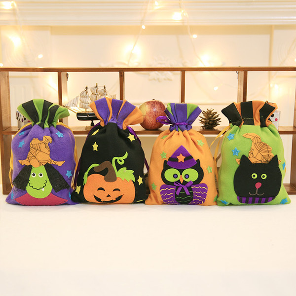 Halloween Non-Woven Bags Cotton Candy Gift Wrap Bags For Ghogst Pumpkin Spider Skull Handle Tote Ba Party Xmas Decoration Supplies