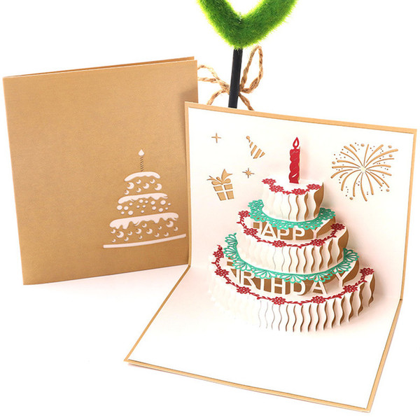 3D Birthday Card Creative Candle Cake Birthday Gift Gift Paper Mingxin Small Card Invitation Gift Cards