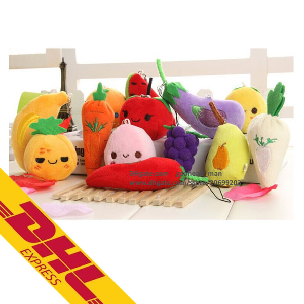 Plush Keychain Stuffed Toys Fruit Vegetables Dolls Soft Key chain Pendant for Cell Phone Hang Bag Wallet Backpack Decoration