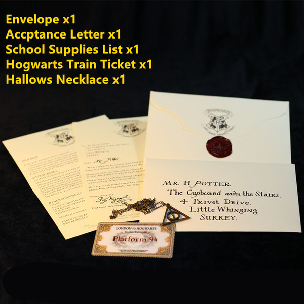 HOT Harry Potters Hogwarts Acceptance Letter Package Five Pieces Suit Cosplay Props For Adult And Children Birthday Gift